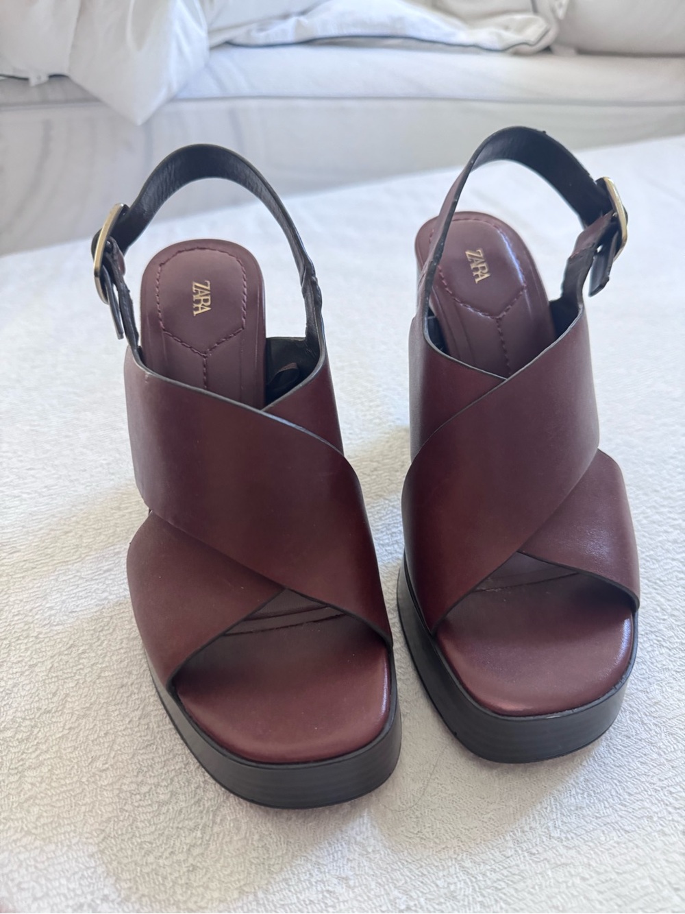 Zara Women's Wine Platform Slingback Sandals